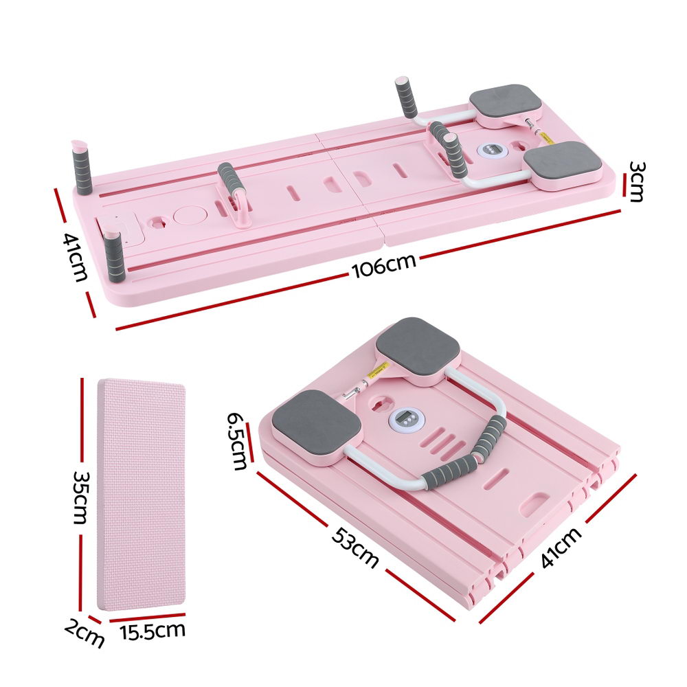 Everfit Pilates Board Foldable Reformer Multi Functional Exercise Trainer Pink - Image 2
