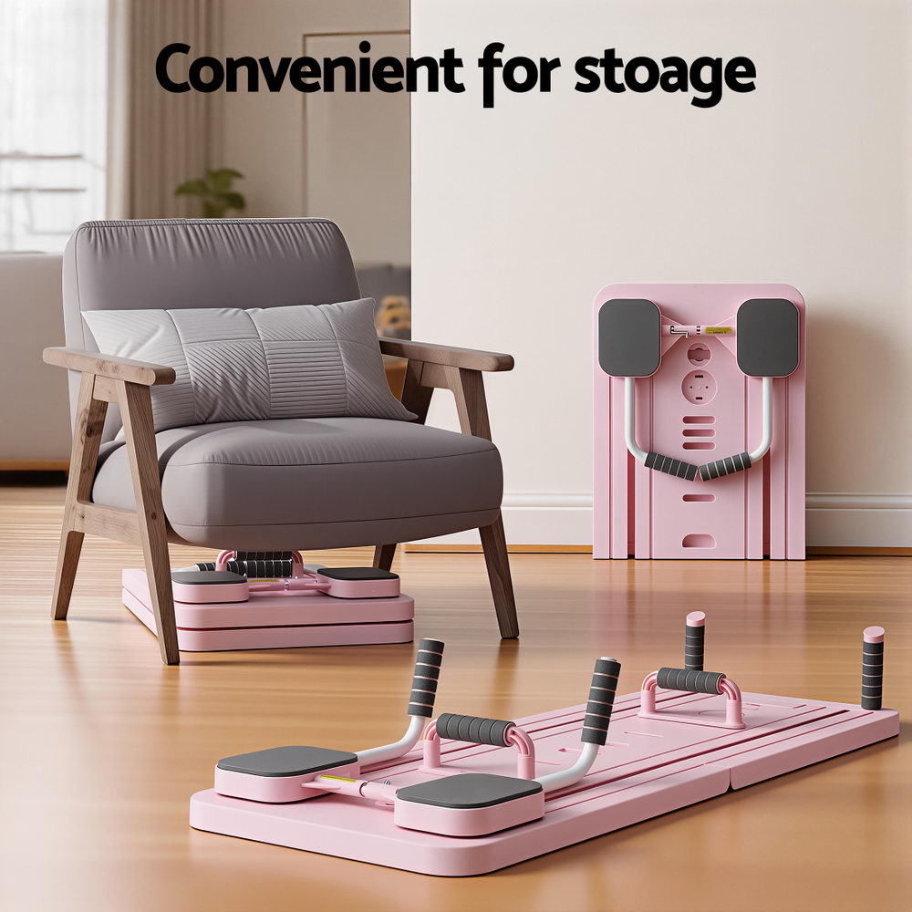 Everfit Pilates Board Foldable Reformer Multi Functional Exercise Trainer Pink - Image 7