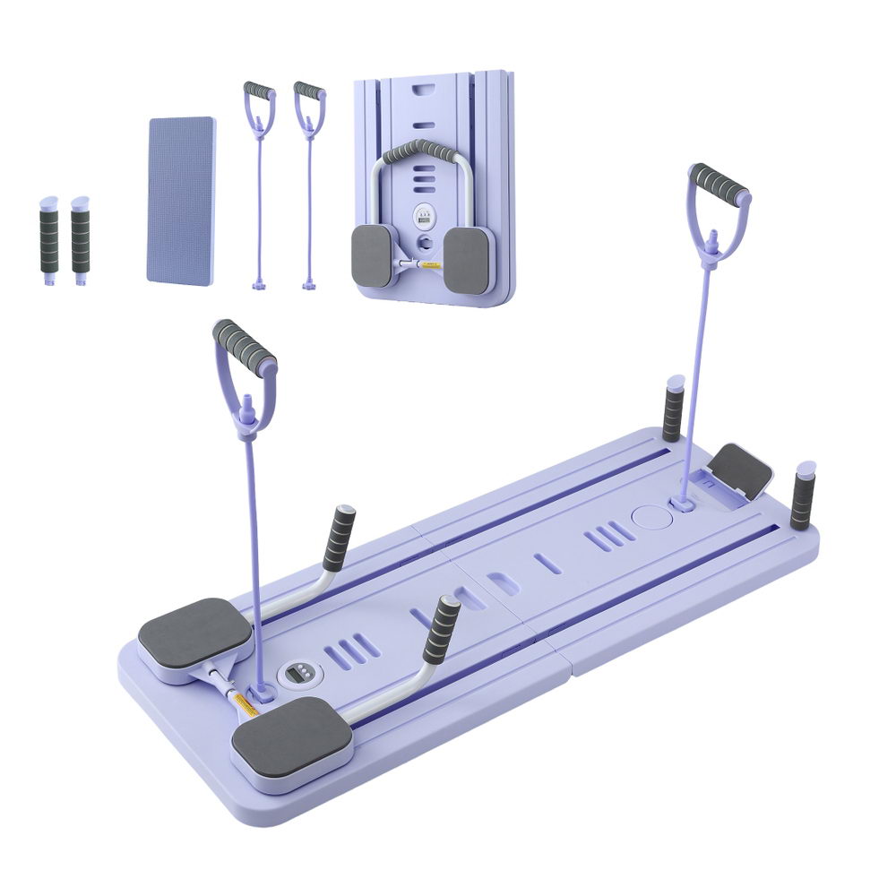 Everfit Pilates Board Foldable Reformer Multi Functional Exercise Trainer Purple - Image 1