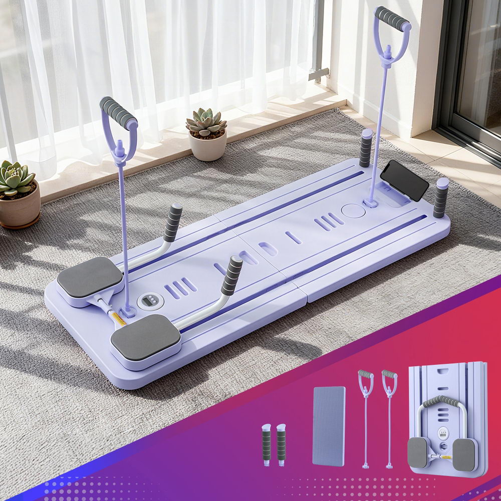 Everfit Pilates Board Foldable Reformer Multi Functional Exercise Trainer Purple - Image 8