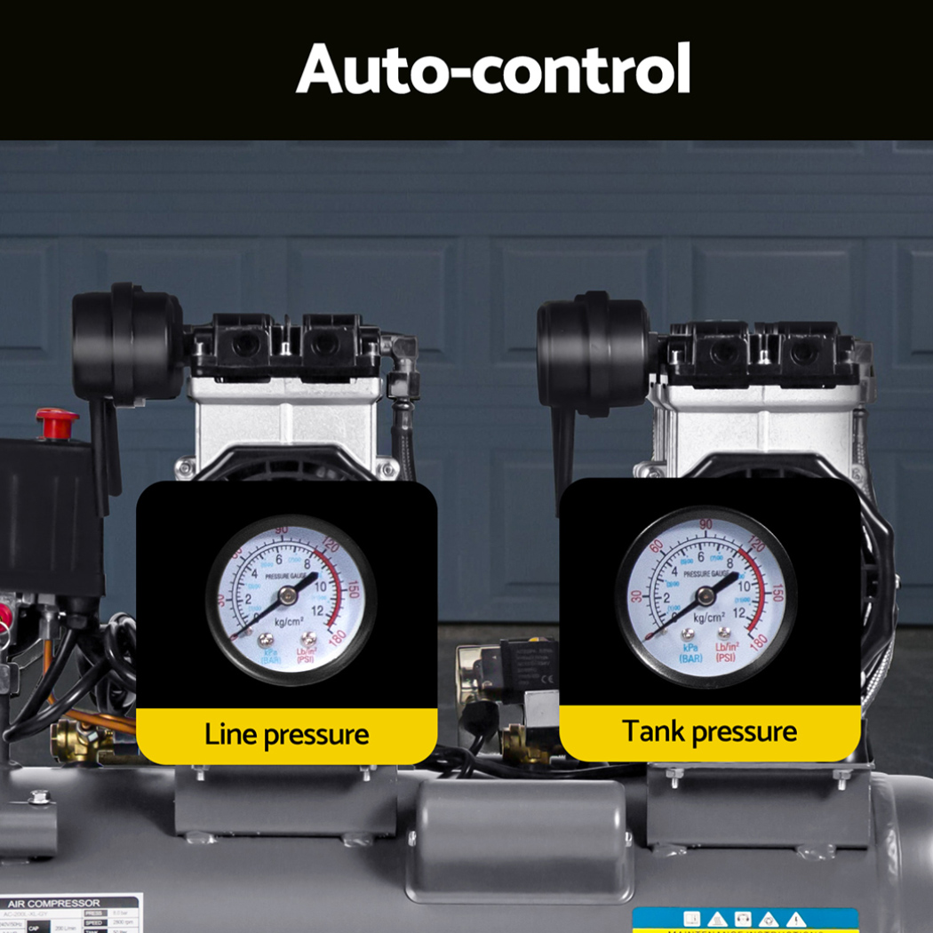 Giantz 50L Air Compressor 200L/min 3.0HP Oil-Free Quiet Electric Portable Air Inflator - Image 6