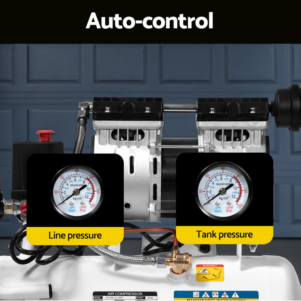 Giantz 24L Air Compressor 40 L/min 115psi Oil-Free Electric Portable Inflator - Image 6
