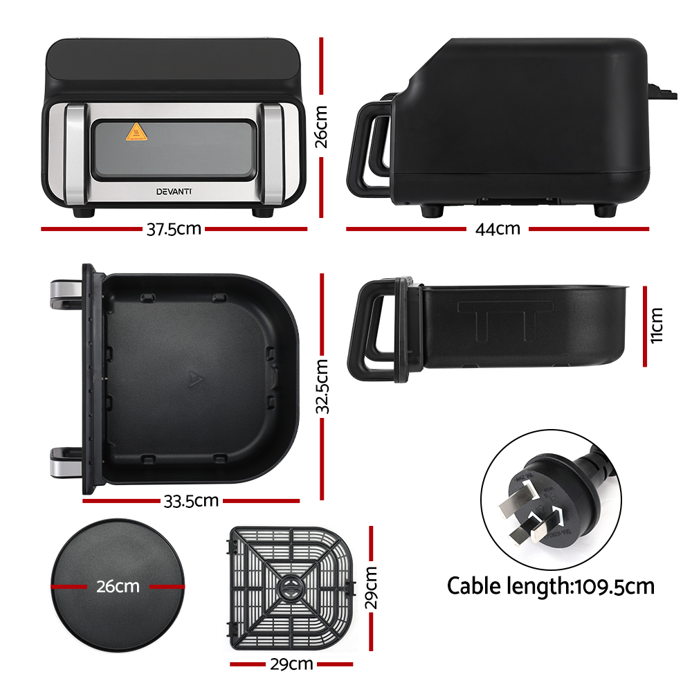 Devanti Air Fryer 10L LCD Kitchen Oven - Image 2
