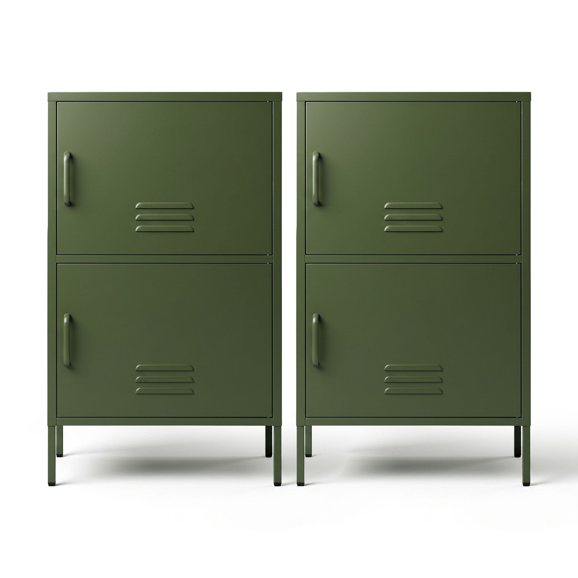 Artiss 2x Buffet Sideboard Cabinet Storage Cupboard 2 Doors Metal Green DOUBLE - Image 4