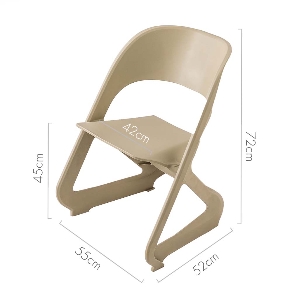 ArtissIn Set of 4 Dining Chairs Office Cafe Lounge Seat Stackable Plastic Leisure Chairs Beige - Image 2