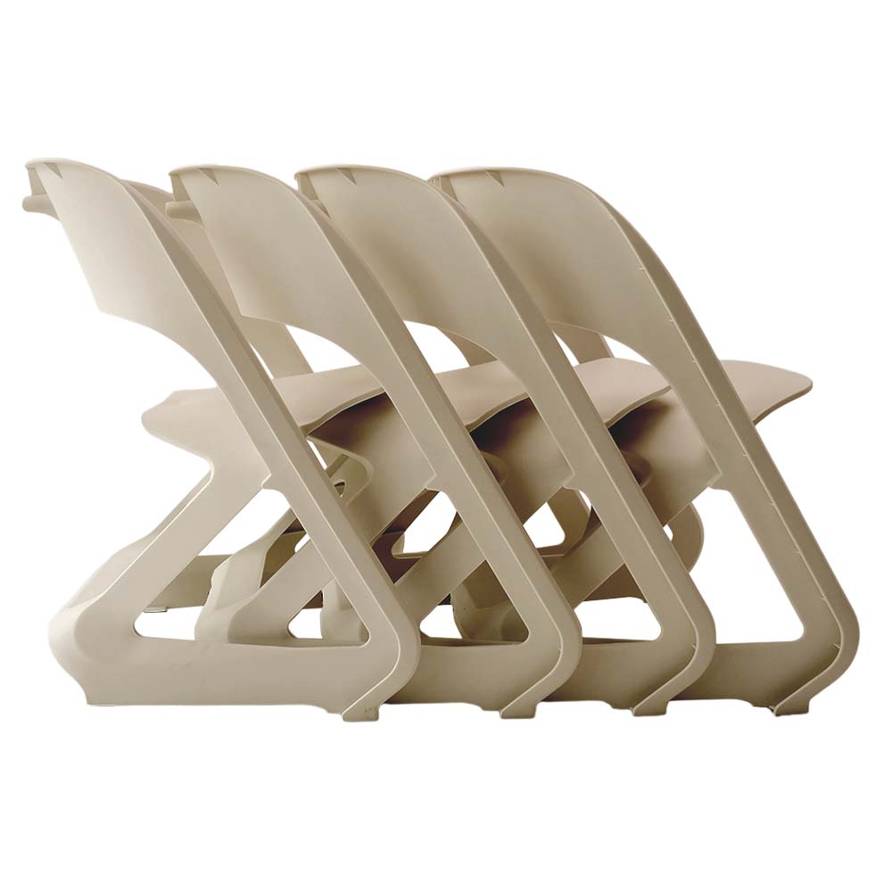 ArtissIn Set of 4 Dining Chairs Office Cafe Lounge Seat Stackable Plastic Leisure Chairs Beige - Image 3
