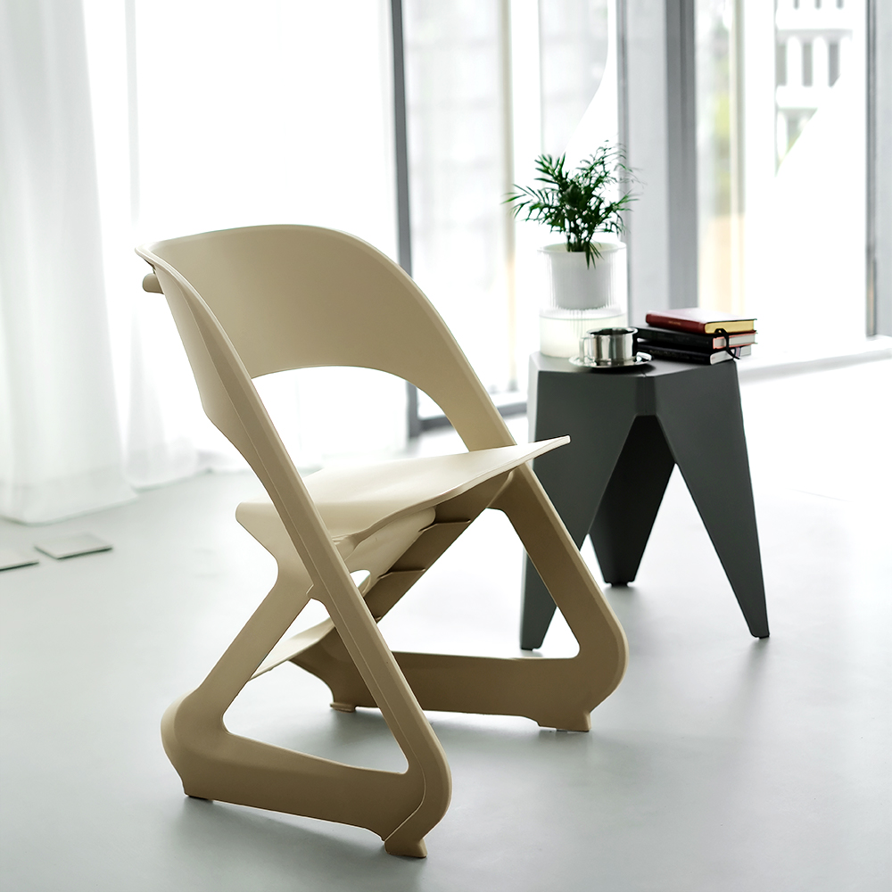 ArtissIn Set of 4 Dining Chairs Office Cafe Lounge Seat Stackable Plastic Leisure Chairs Beige - Image 6