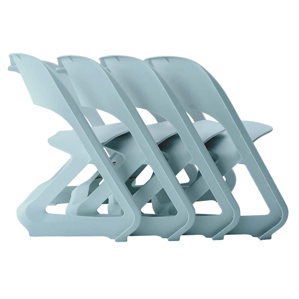ArtissIn Set of 4 Dining Chairs Office Cafe Lounge Seat Stackable Plastic Leisure Chairs Blue - Image 3