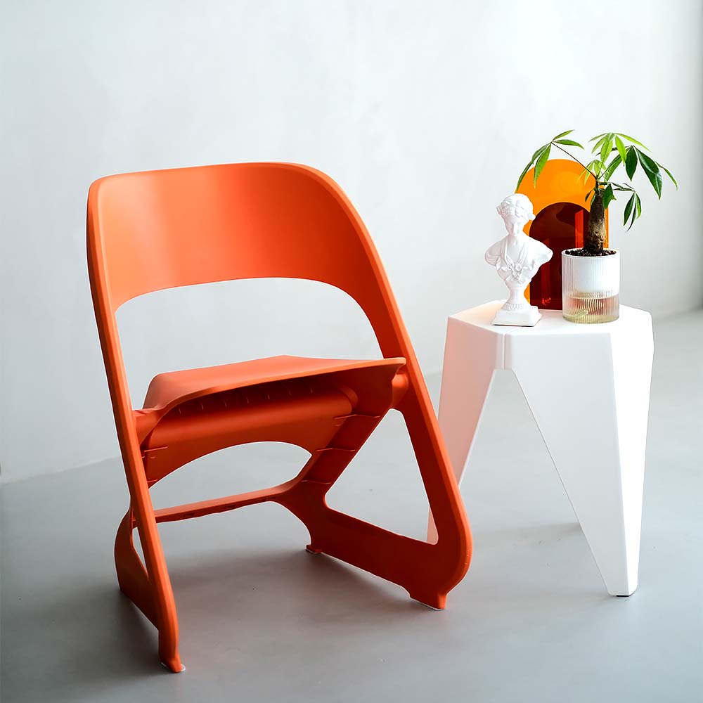 ArtissIn Set of 4 Dining Chairs Office Cafe Lounge Seat Stackable Plastic Leisure Chairs Orange - Image 1