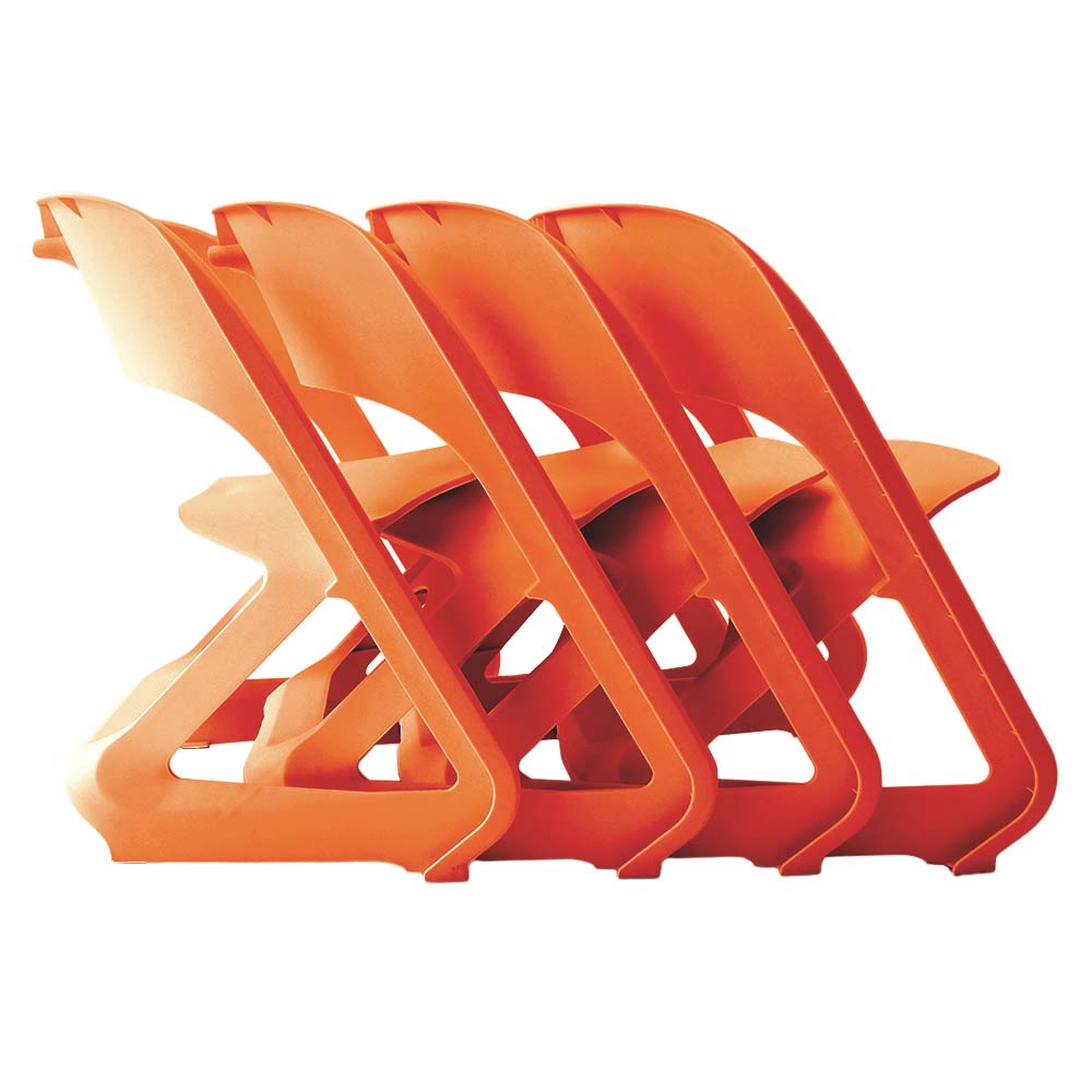 ArtissIn Set of 4 Dining Chairs Office Cafe Lounge Seat Stackable Plastic Leisure Chairs Orange - Image 3