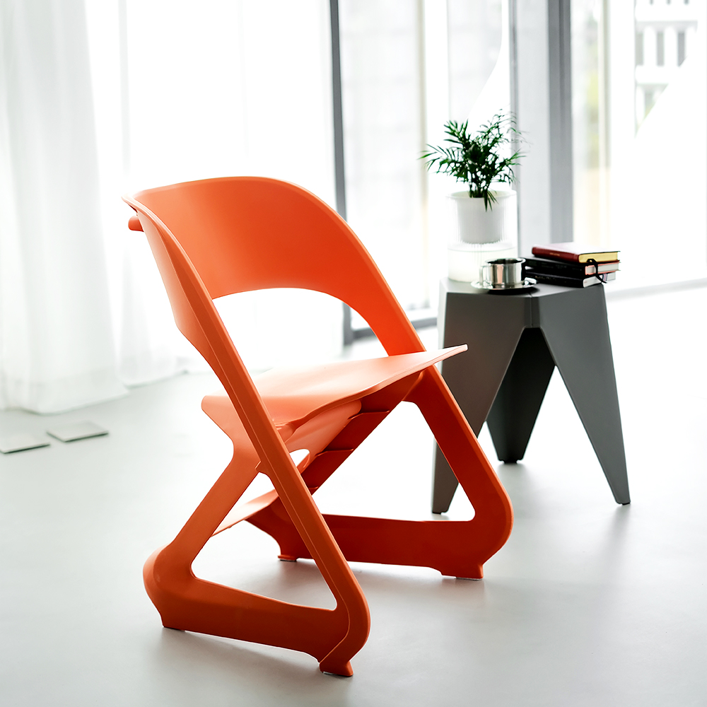 ArtissIn Set of 4 Dining Chairs Office Cafe Lounge Seat Stackable Plastic Leisure Chairs Orange - Image 6