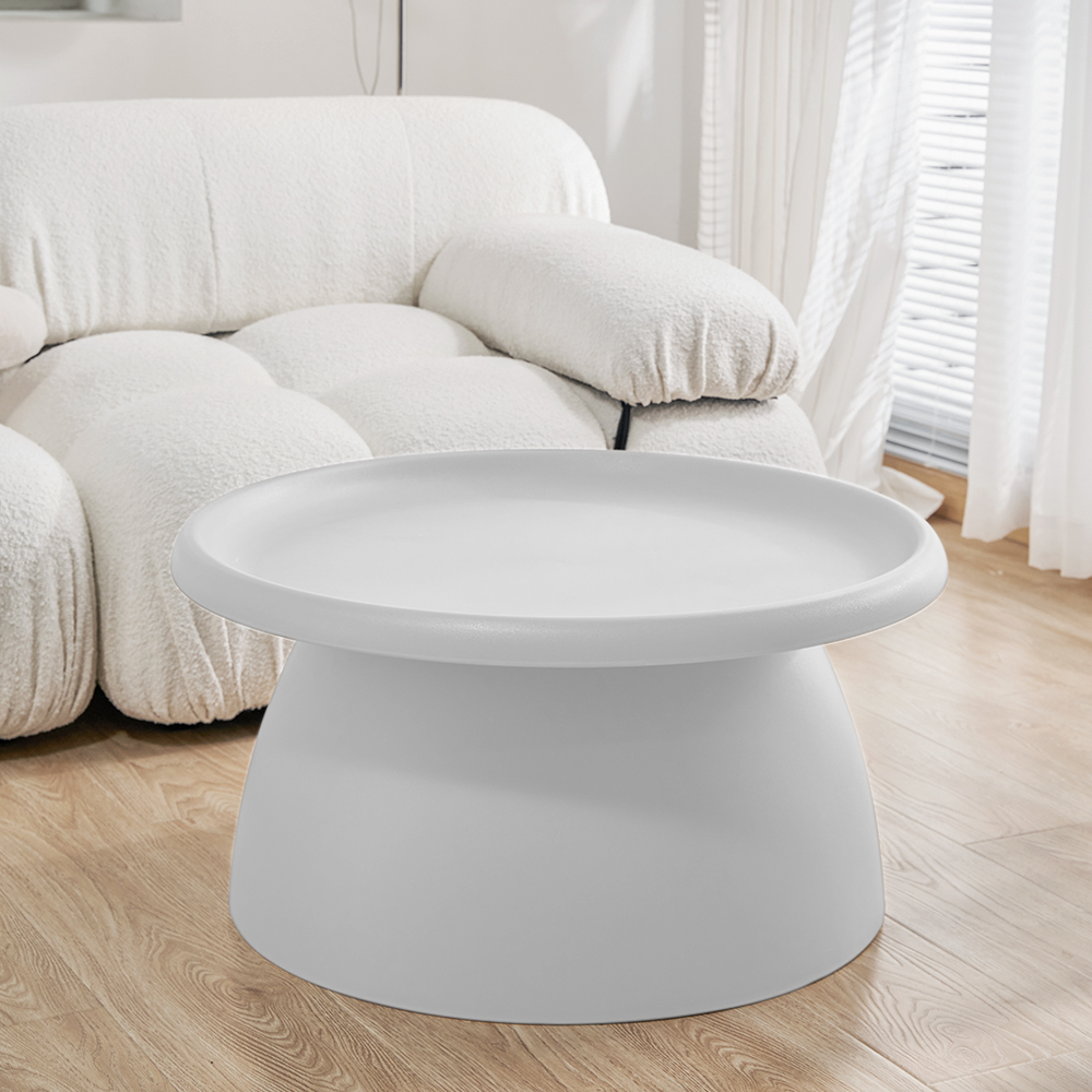 Artiss Coffee Table Round 71CM Plastic White - Image 1