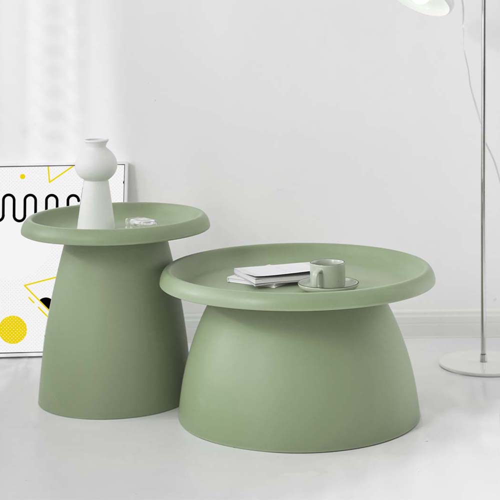Artiss Coffee Table Round 52CM Plastic Green - Image 7