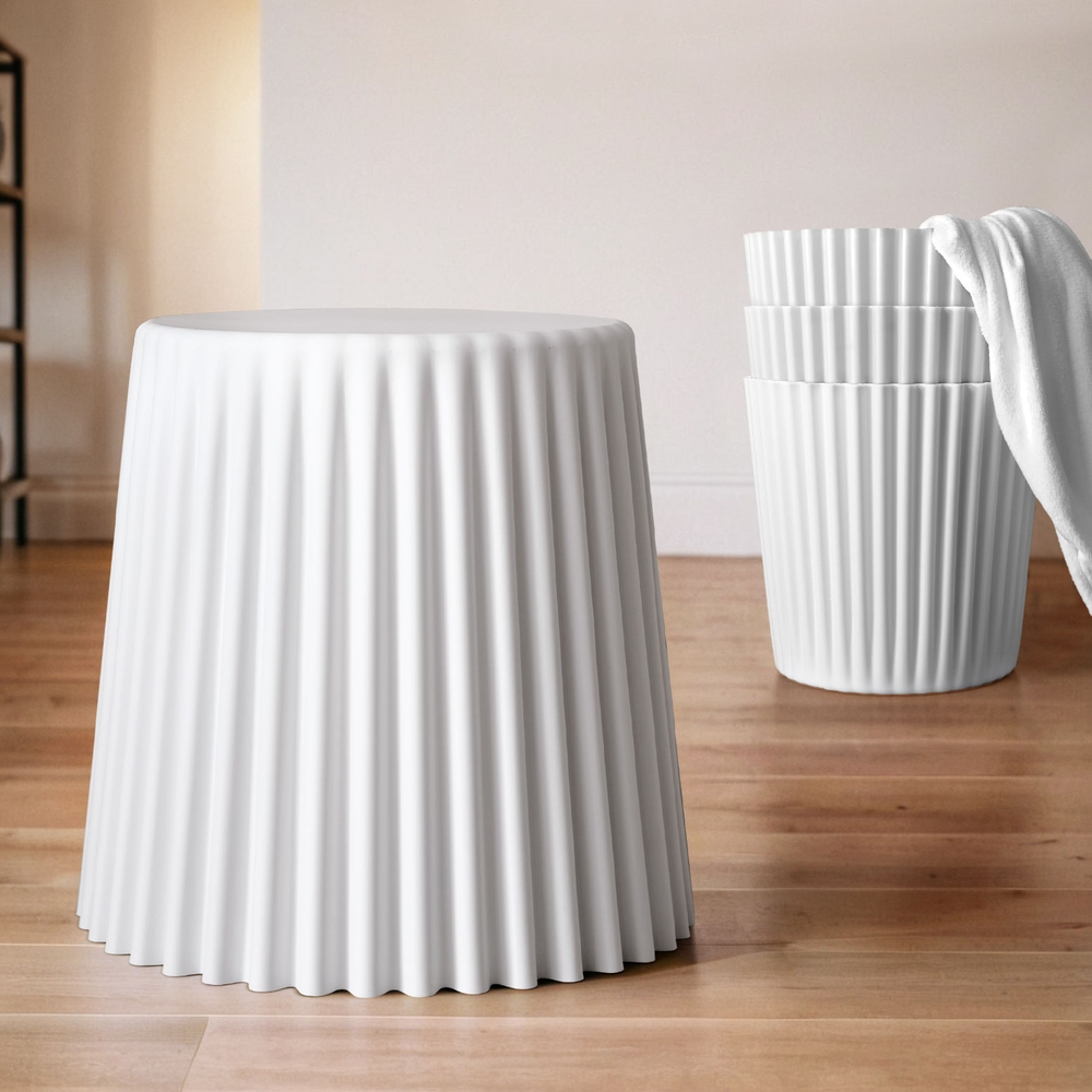 Artiss Set of 4 Cupcake Bar Stools Stackable Foot Stool White - Image 1