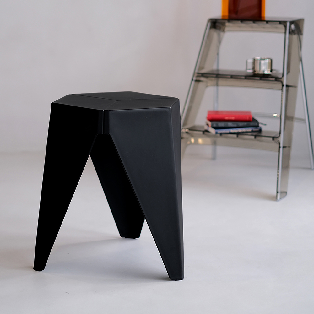 Artiss 2x Bar Stools Puzzle Plastic Foot Stool Black - Image 1