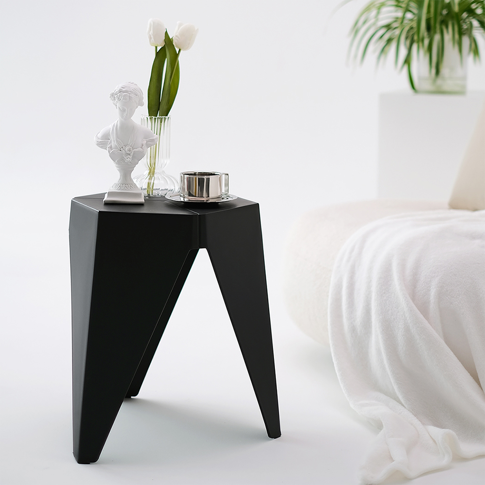 Artiss 2x Bar Stools Puzzle Plastic Foot Stool Black - Image 5