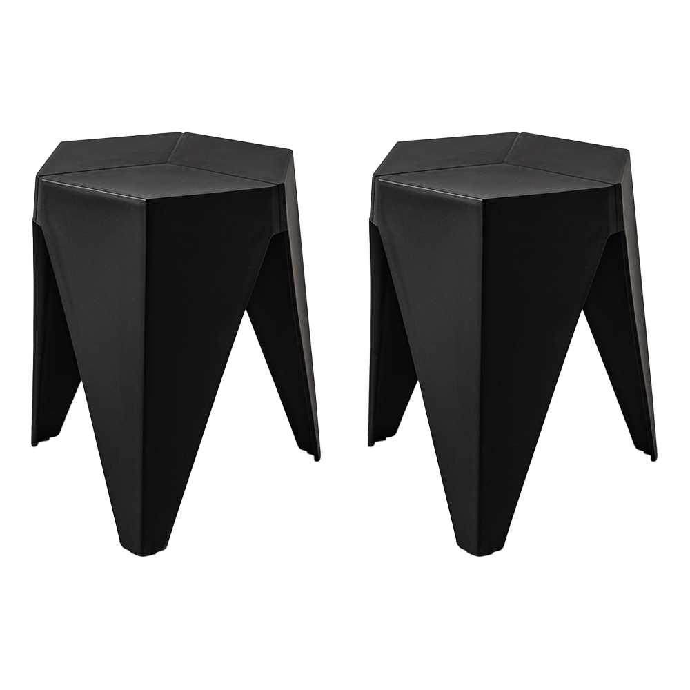 Artiss 2x Bar Stools Puzzle Plastic Foot Stool Black - Image 8