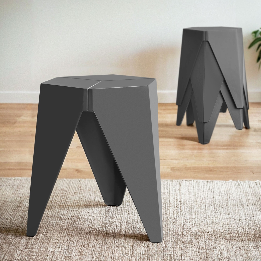 Artiss 4PC Puzzle Stool Bar Stools Stackable Grey - Image 1