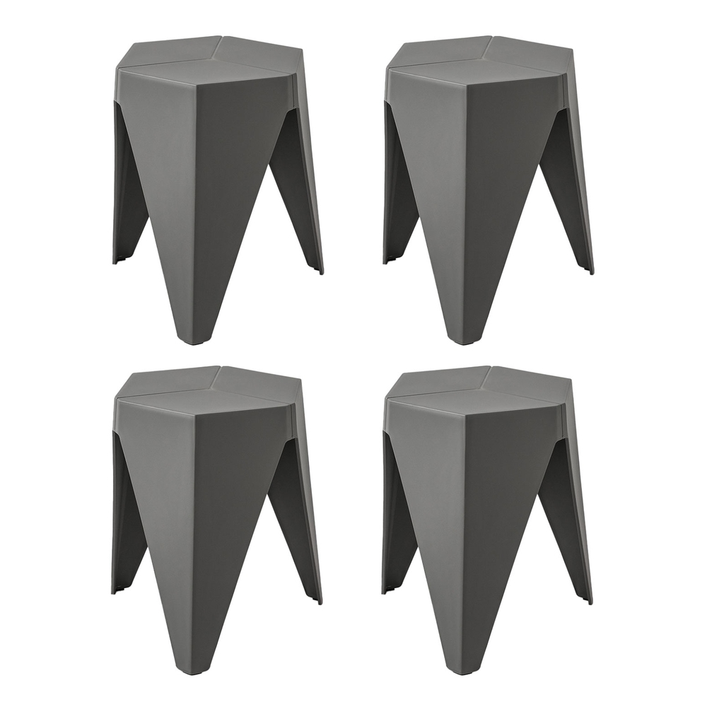 Artiss 4PC Puzzle Stool Bar Stools Stackable Grey - Image 5