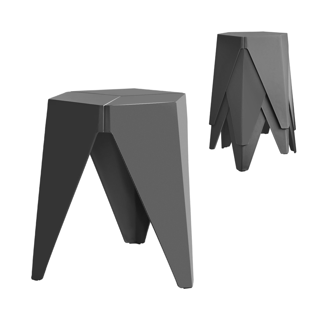 Artiss 4PC Puzzle Stool Bar Stools Stackable Grey - Image 7