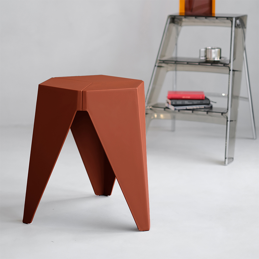 Artiss 2x Bar Stools Puzzle Plastic Foot Stool Red - Image 1