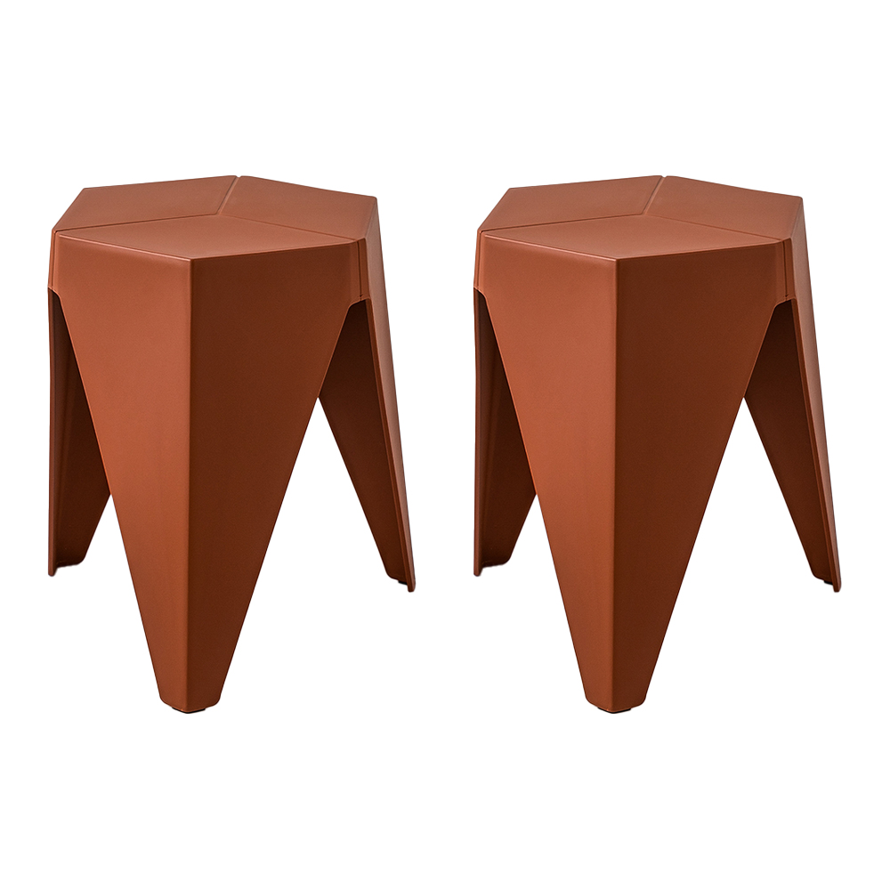 Artiss 2x Bar Stools Puzzle Plastic Foot Stool Red - Image 8