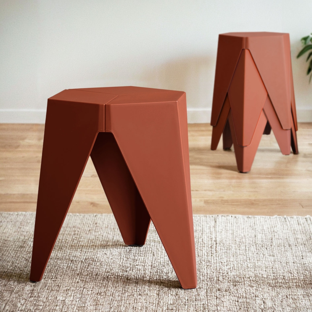 Artiss 4PC Puzzle Stool Bar Stools Stackable Red - Image 1