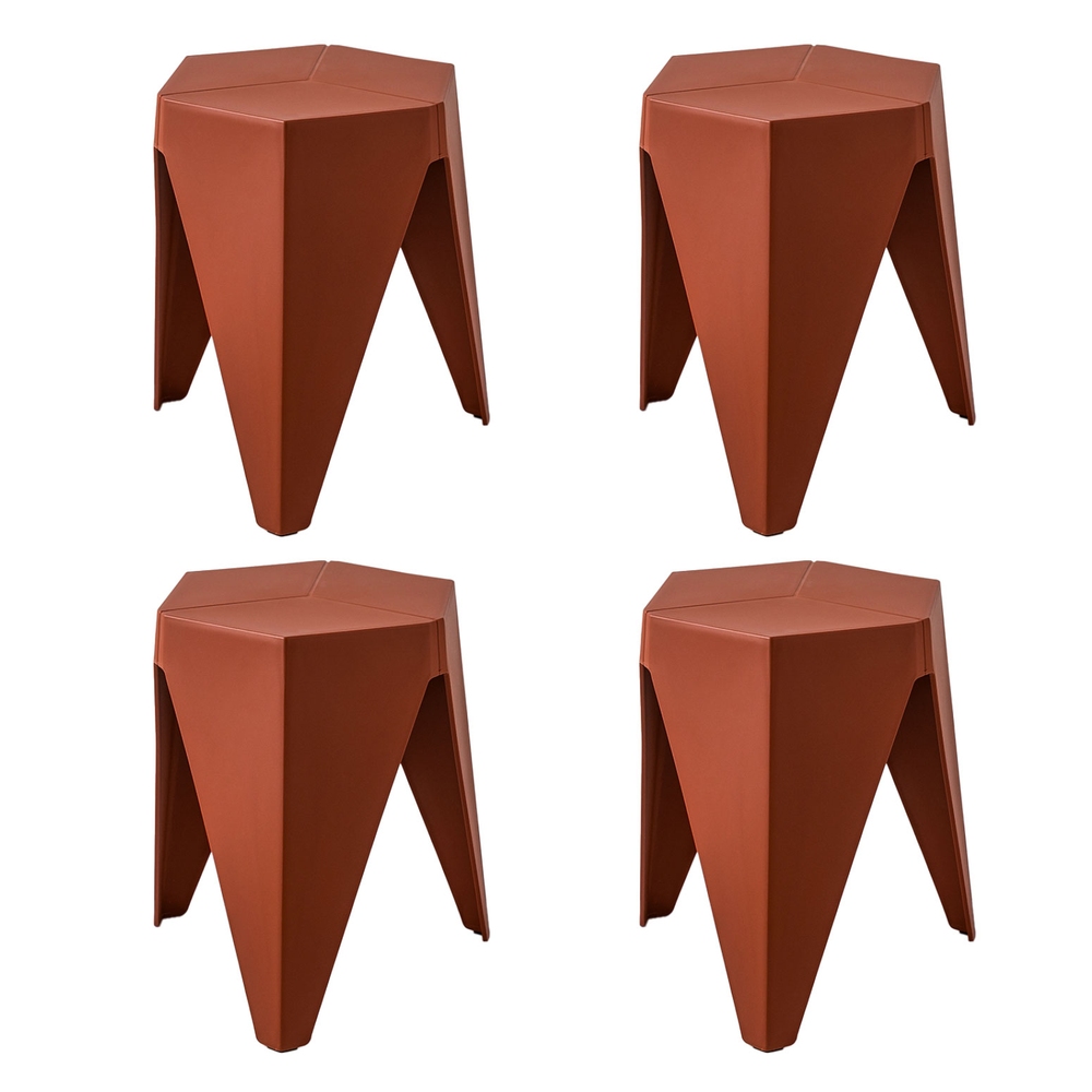 Artiss 4PC Puzzle Stool Bar Stools Stackable Red - Image 5