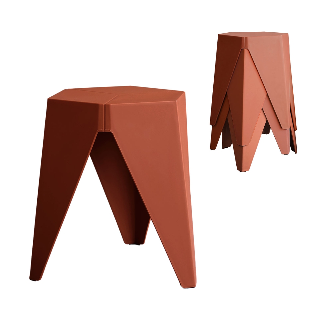 Artiss 4PC Puzzle Stool Bar Stools Stackable Red - Image 7