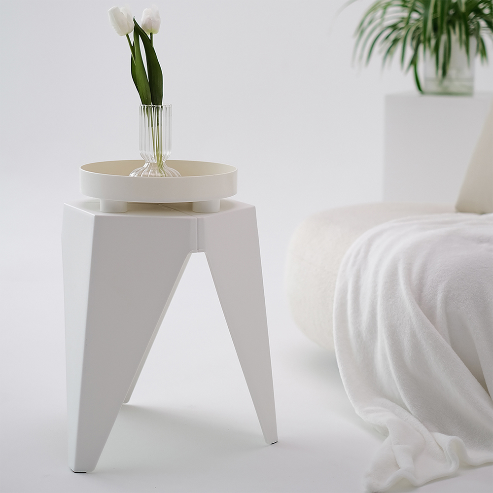 Artiss 2x Bar Stools Puzzle Plastic Foot Stool White - Image 5