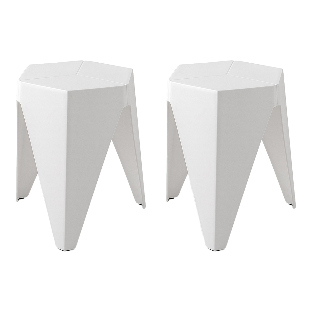 Artiss 2x Bar Stools Puzzle Plastic Foot Stool White - Image 8
