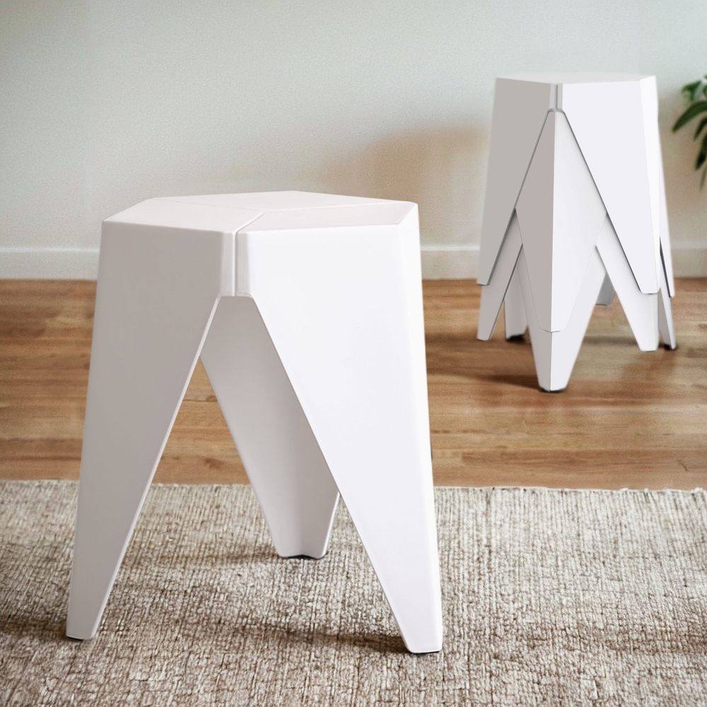 Artiss 4PC Puzzle Stool Bar Stools Stackable White - Image 1