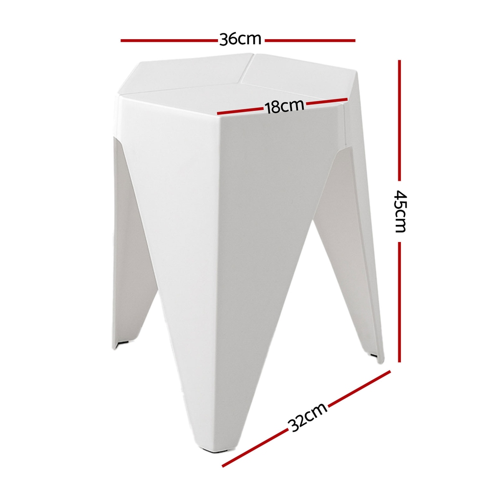 Artiss 4PC Puzzle Stool Bar Stools Stackable White - Image 2
