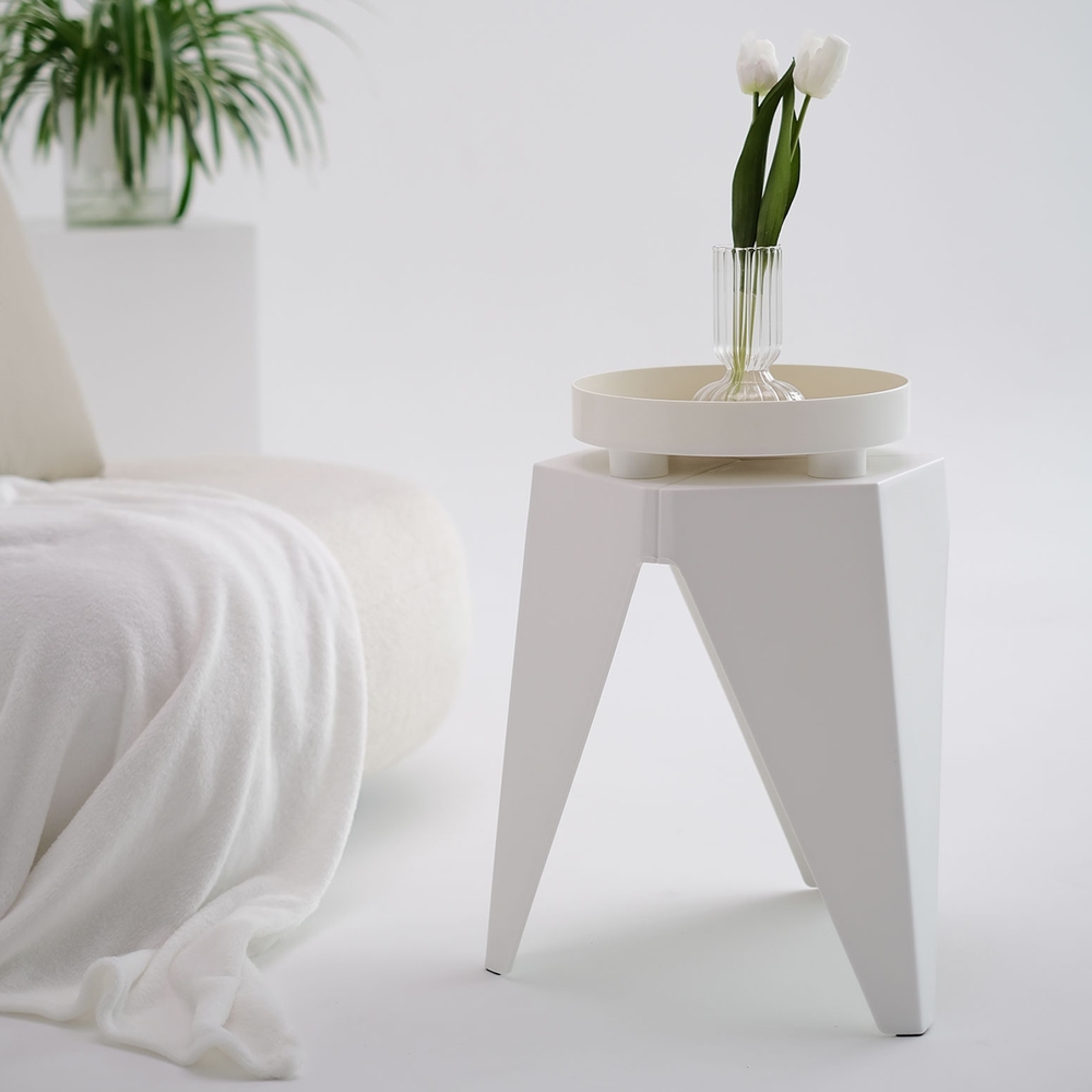 Artiss 4PC Puzzle Stool Bar Stools Stackable White - Image 4