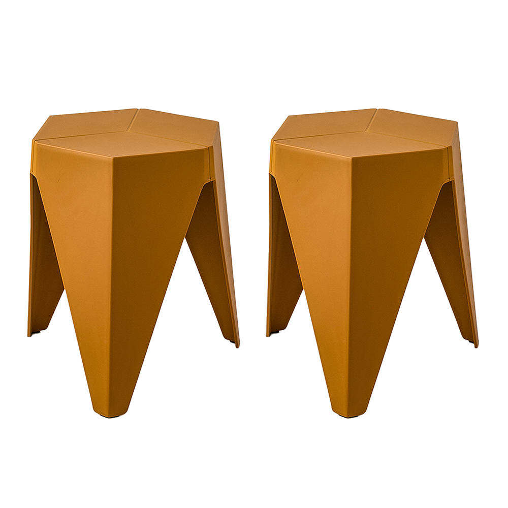 Artiss 2x Bar Stools Kitchen Dining Chairs Plastic Puzzle Foot Stool Yellow - Image 8