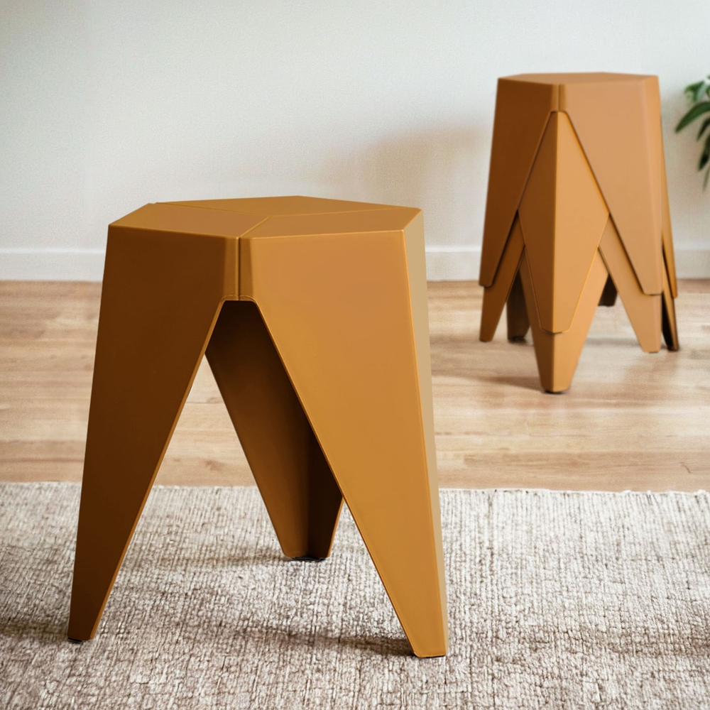 Artiss 4PC Puzzle Stool Bar Stools Stackable Yellow - Image 1