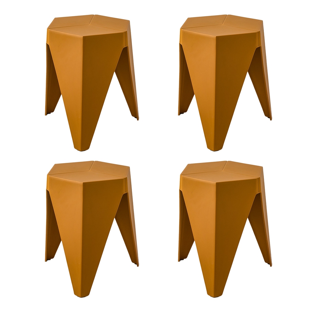 Artiss 4PC Puzzle Stool Bar Stools Stackable Yellow - Image 5