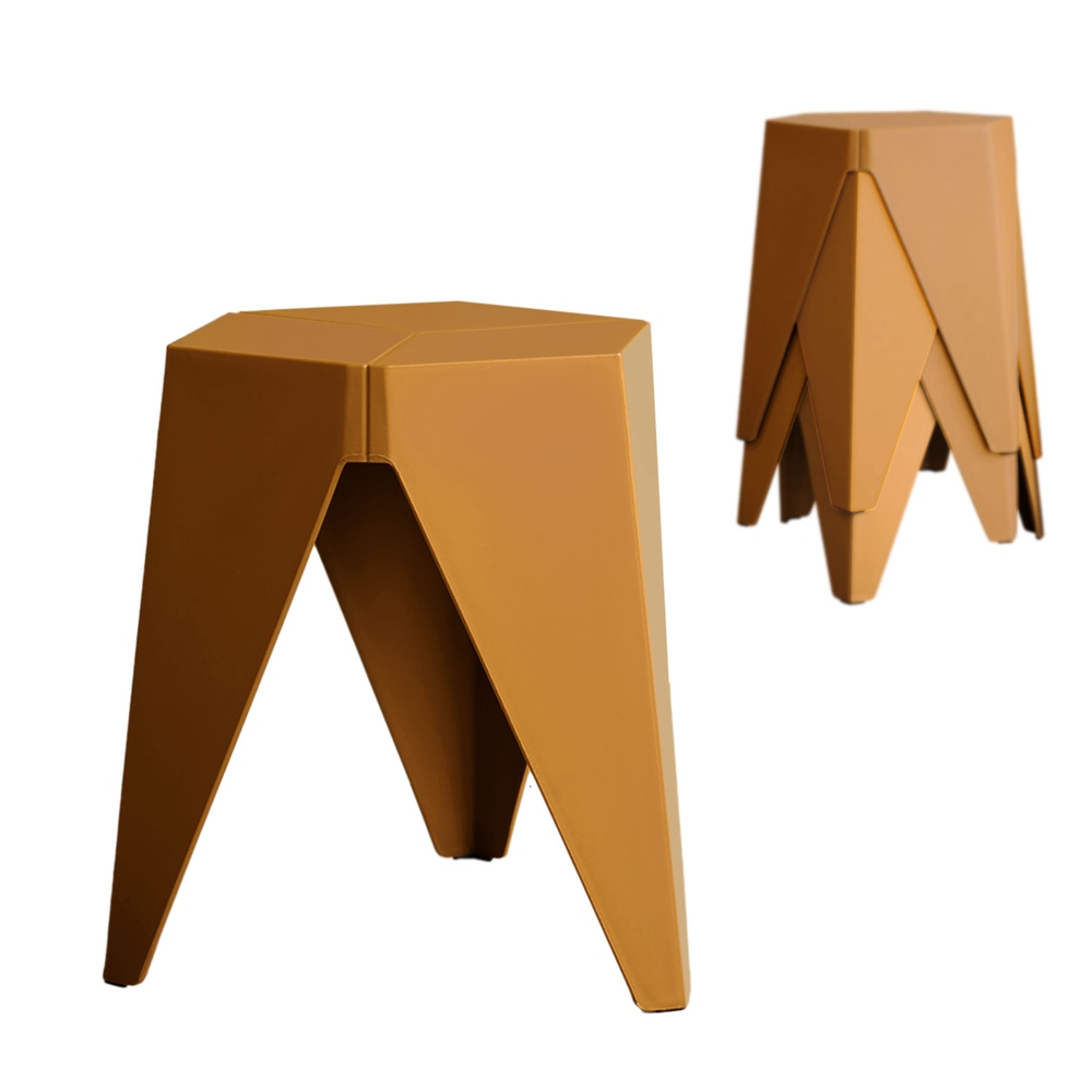 Artiss 4PC Puzzle Stool Bar Stools Stackable Yellow - Image 7