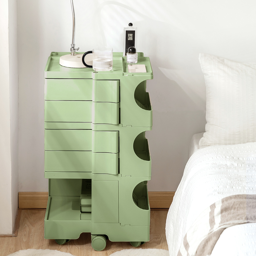 Artiss Storage Trolley Bedside Table 5 Tier Cart Boby Replica Green - Image 8
