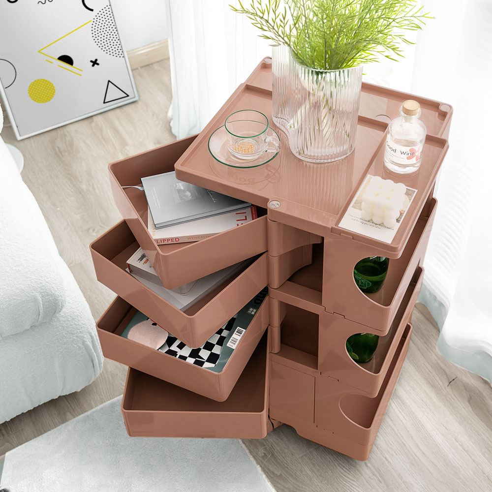 ArtissIn Storage Trolley Bedside Table 5 Tier Cart Boby Replica Pink - Image 5