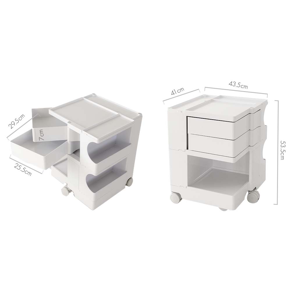 ArtissIn Storage Trolley Bedside Table 3 Tier Cart Boby Replica White - Image 2
