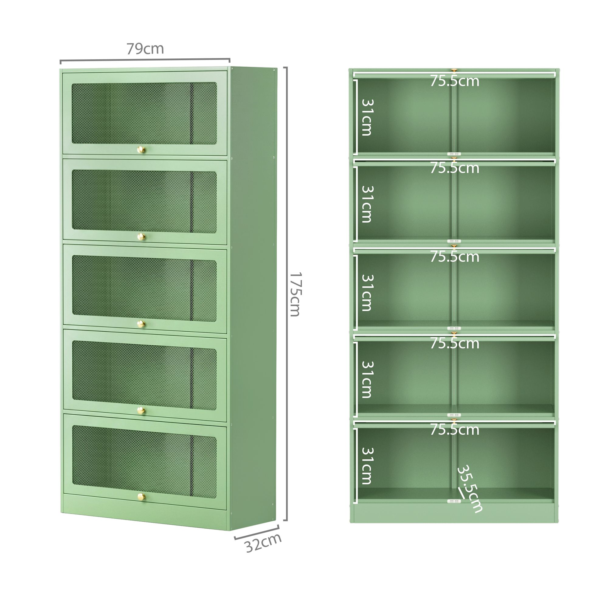 Artiss 2x Buffet Sideboard Cabinet Storage Cupboard Mesh Doors Metal ELIA Green - Image 3