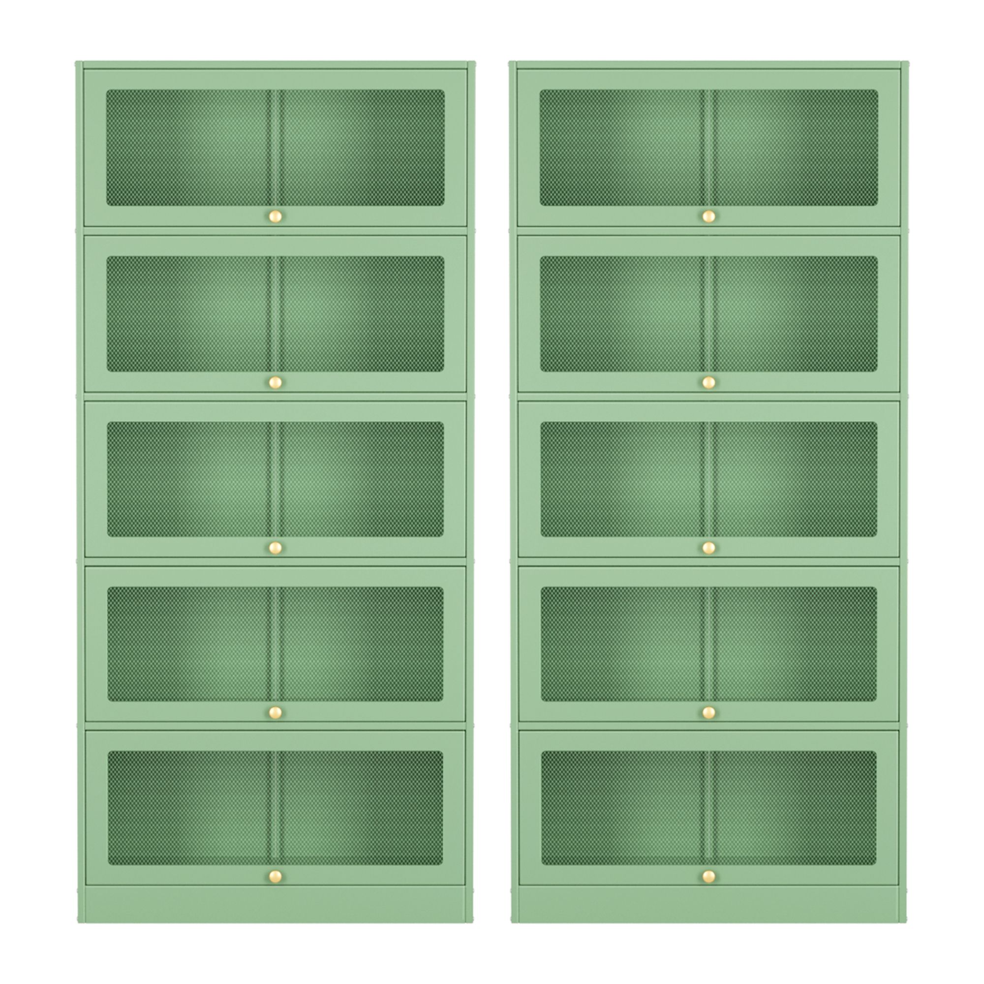 Artiss 2x Buffet Sideboard Cabinet Storage Cupboard Mesh Doors Metal ELIA Green - Image 4