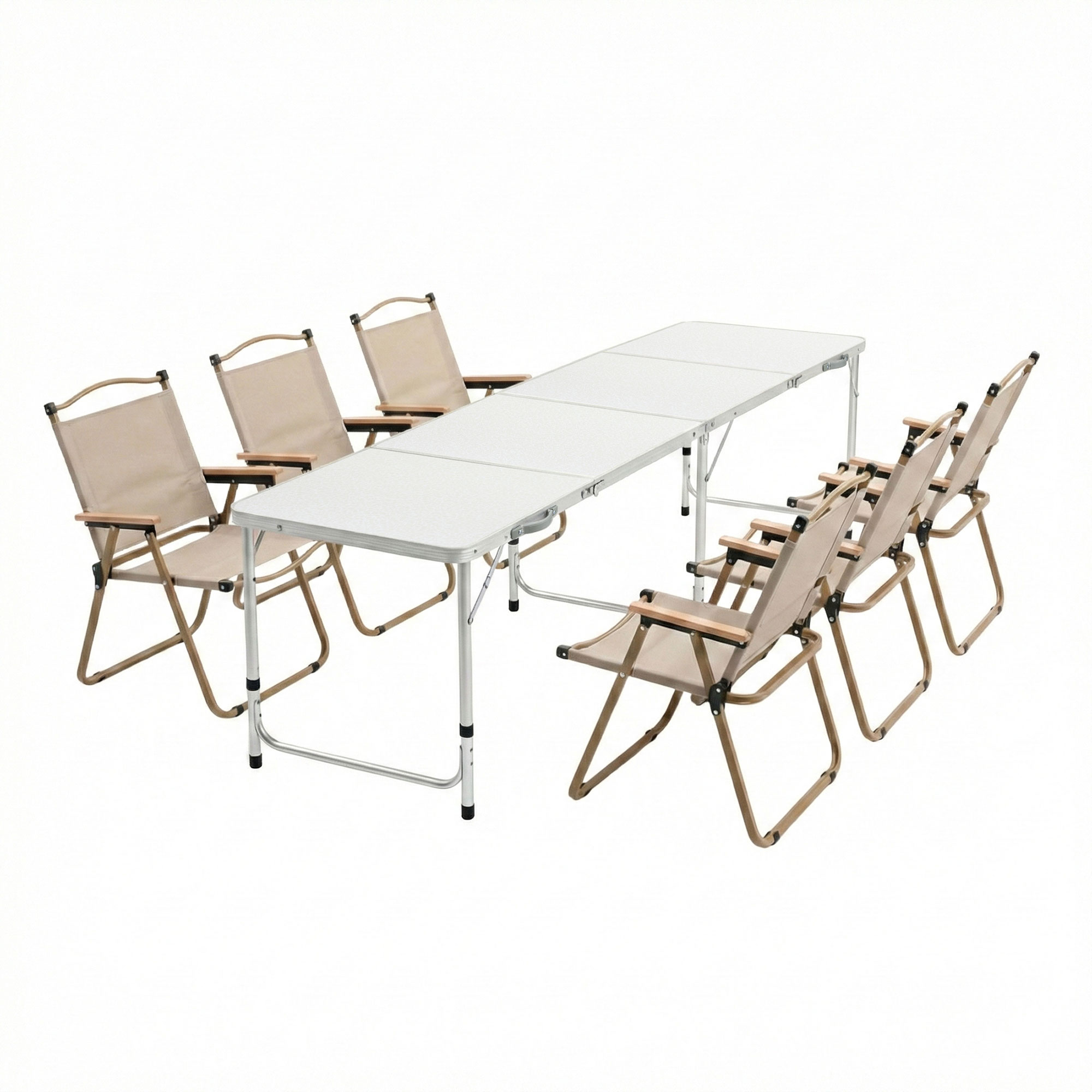 Weisshorn 7pc Camping Table Chair Set Outdoor Folding Aluminium Portable Picnic - Image 1