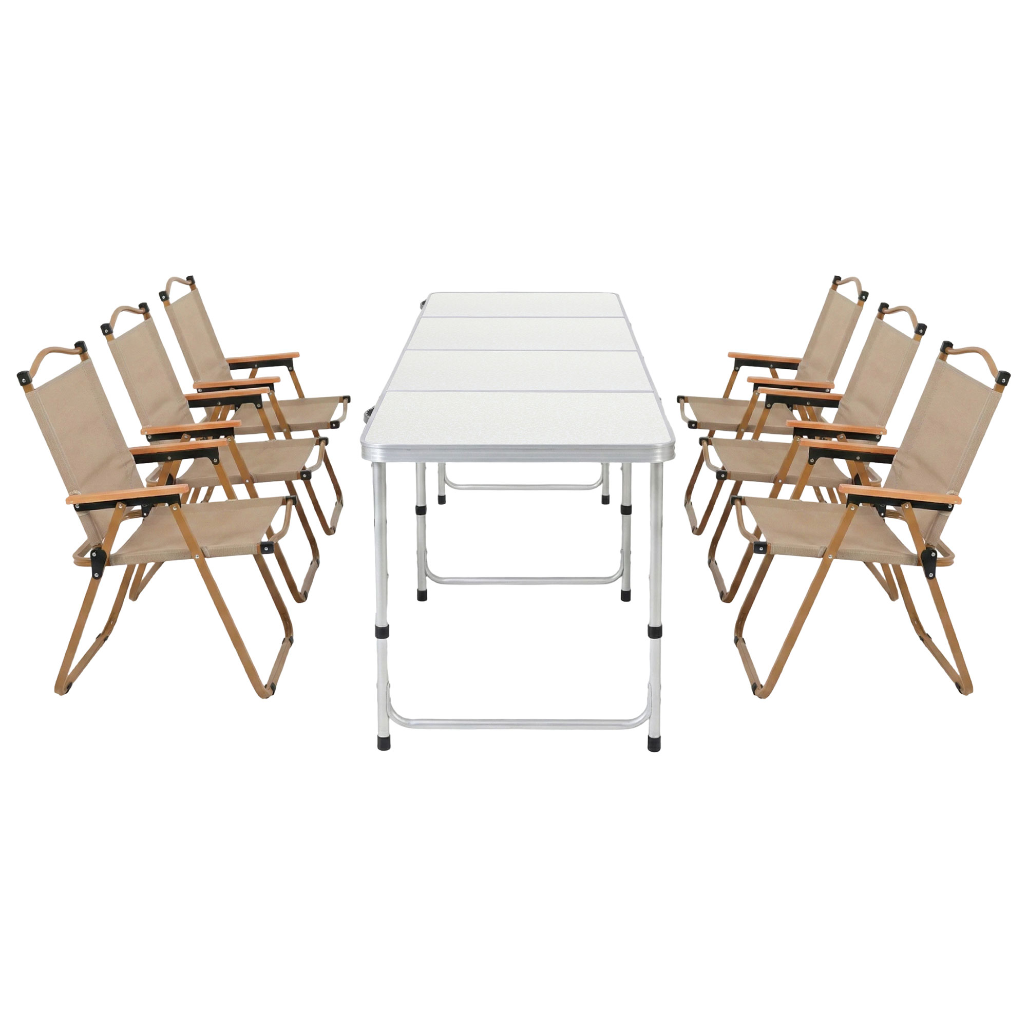Weisshorn 7pc Camping Table Chair Set Outdoor Folding Aluminium Portable Picnic - Image 3