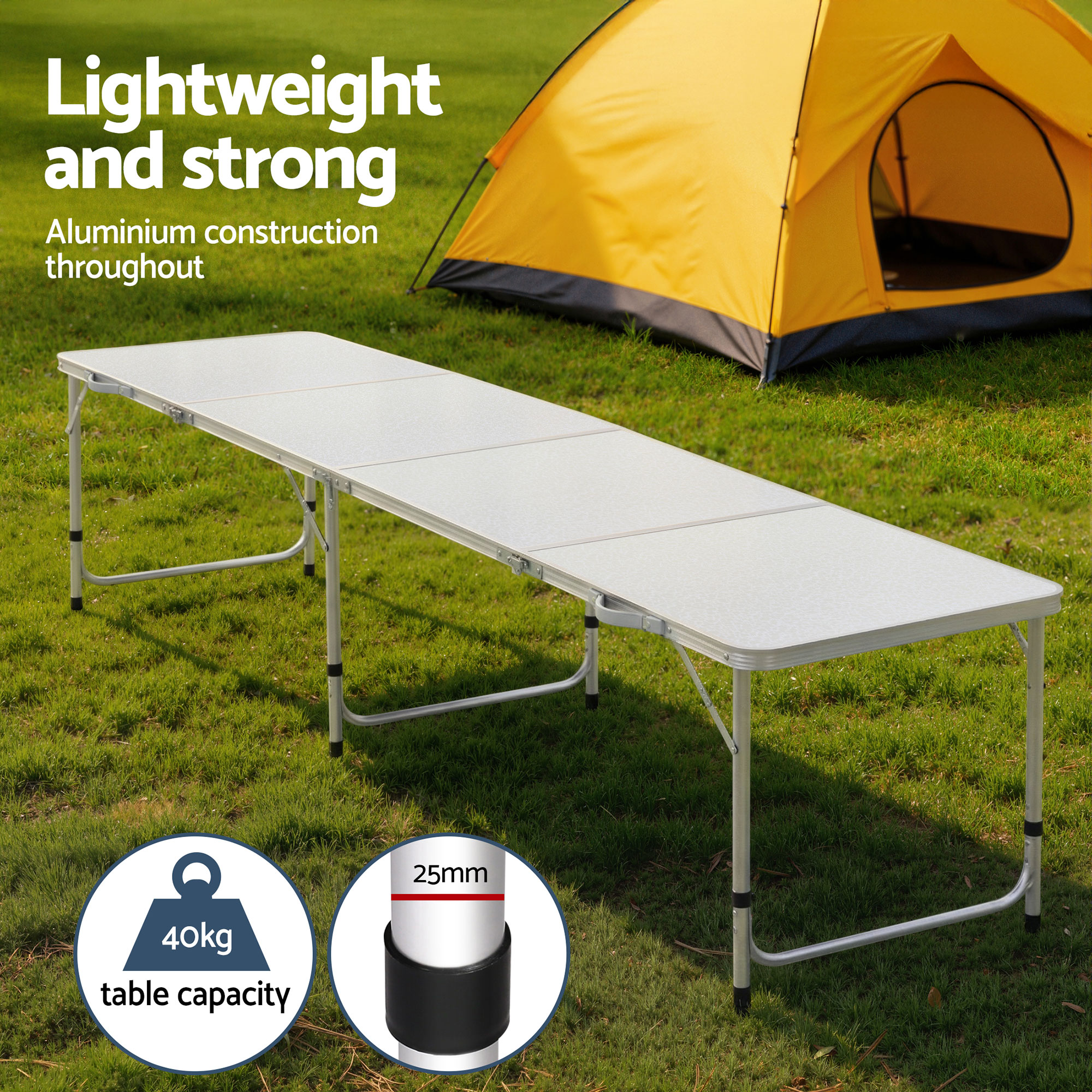 Weisshorn 7pc Camping Table Chair Set Outdoor Folding Aluminium Portable Picnic - Image 8