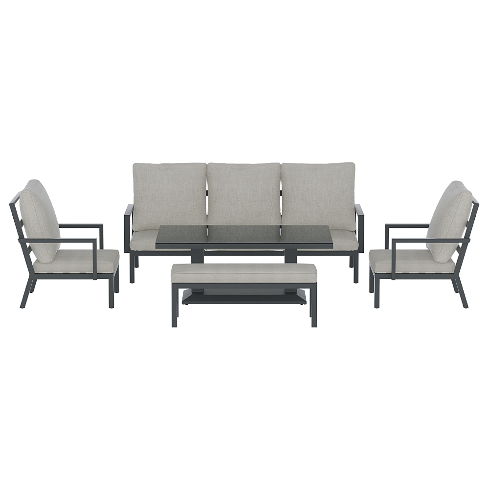 Gardeon 5-Piece Outdoor Furniture Setting Table Chair Set Aluminium Sofa 7-Seater - Image 3