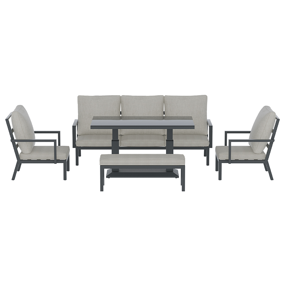 Gardeon 5-Piece Outdoor Furniture Setting Table Chair Set Aluminium Sofa 7-Seater - Image 4