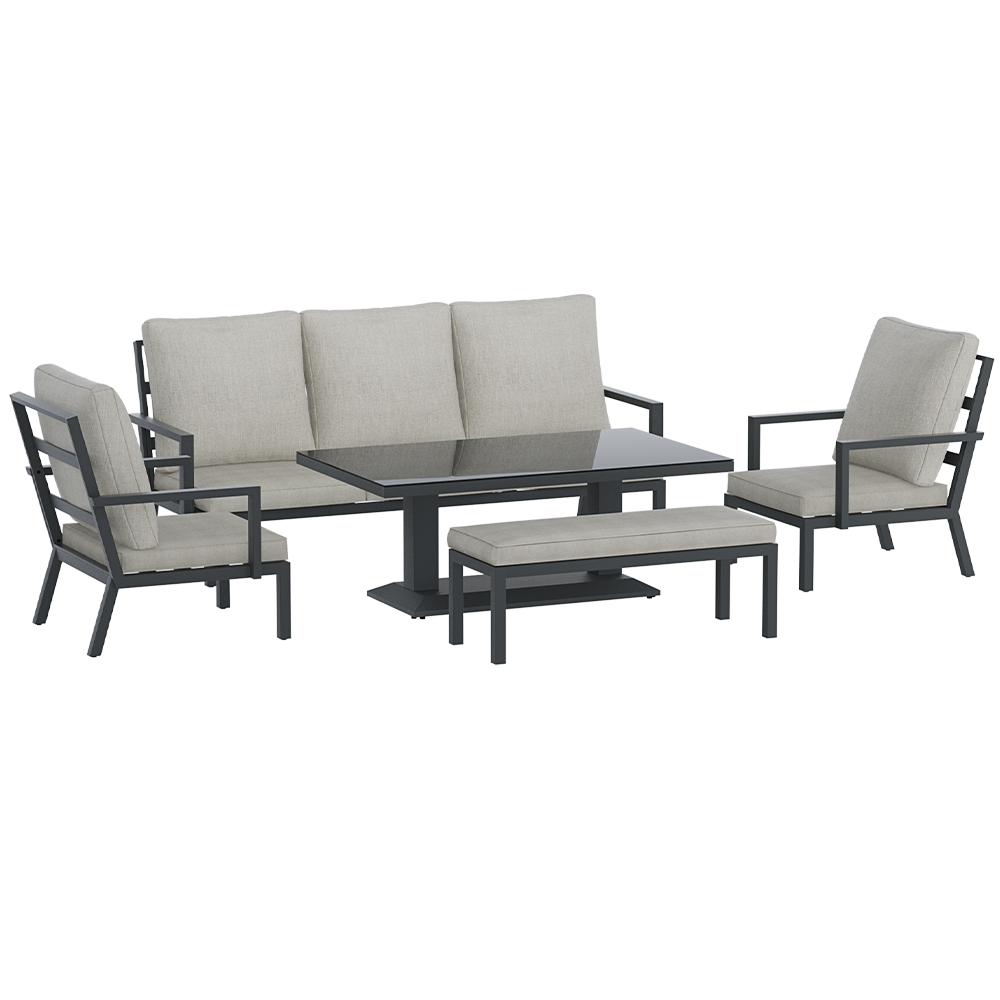 Gardeon 5-Piece Outdoor Furniture Setting Table Chair Set Aluminium Sofa 7-Seater - Image 7