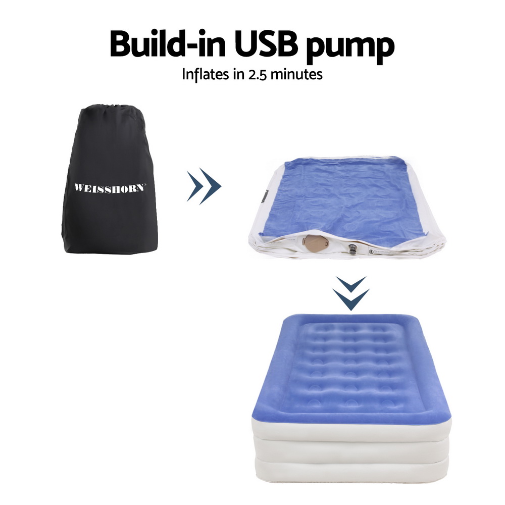 Weisshorn Air Mattress Single Inflatable Bed 46cm Cube Airbed - Image 6